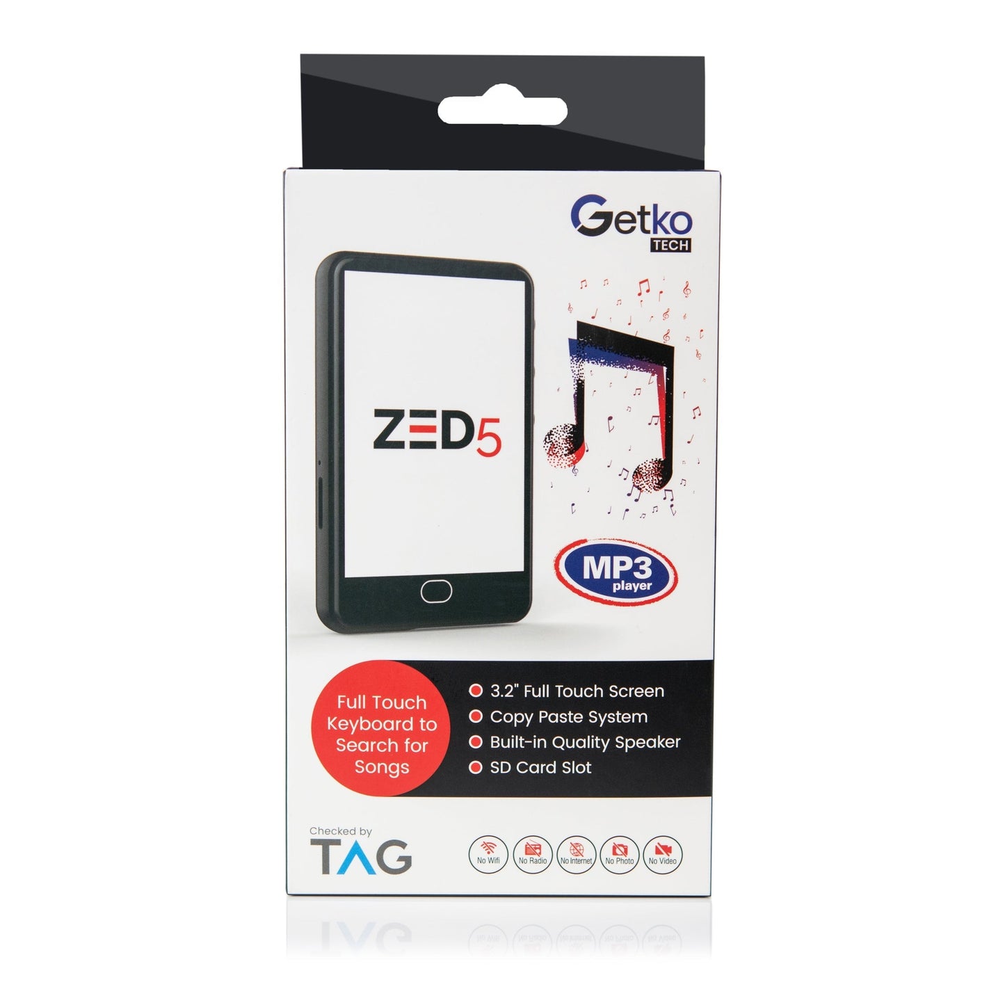 Getko Tech ZED5 Kosher 32 GB MP3 Player With Touch Screen And Touch Keyboard