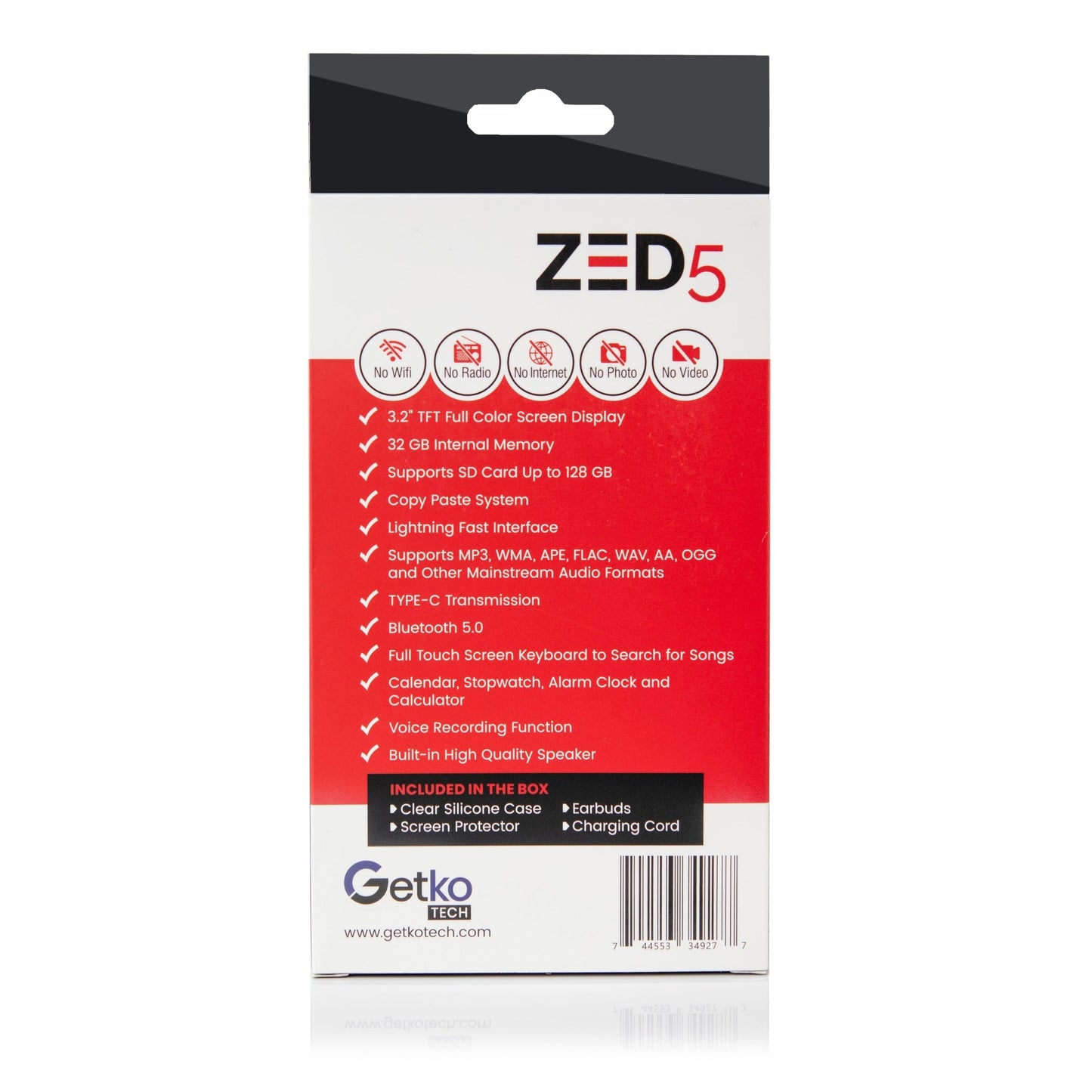 Getko Tech ZED5 Kosher 32 GB MP3 Player With Touch Screen And Touch Keyboard