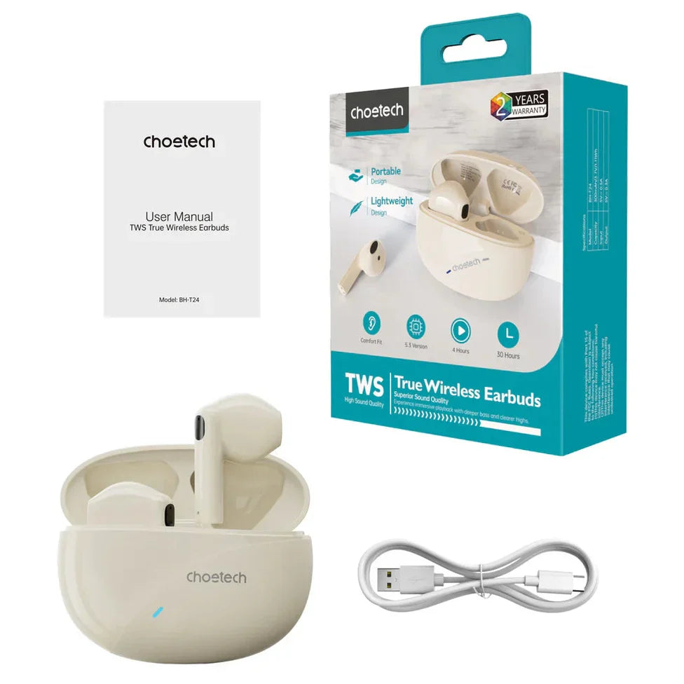 Choetech DNS Bluetooth low energy chip v5.3 Mini TWS Earphone (Skin Color)