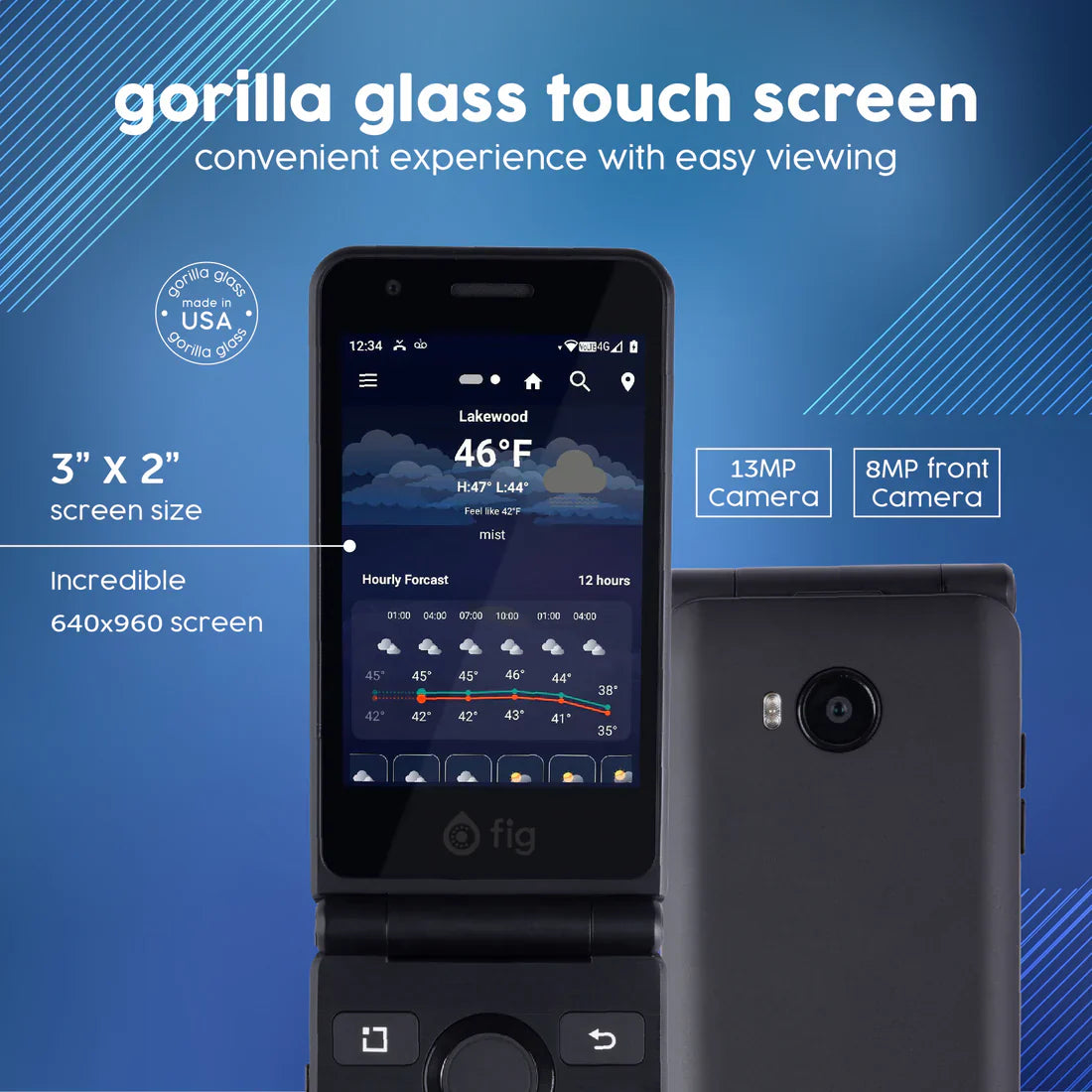 FIG ll Pro Kosher Flip Phone With Touch Screen and a 20 MP Camera