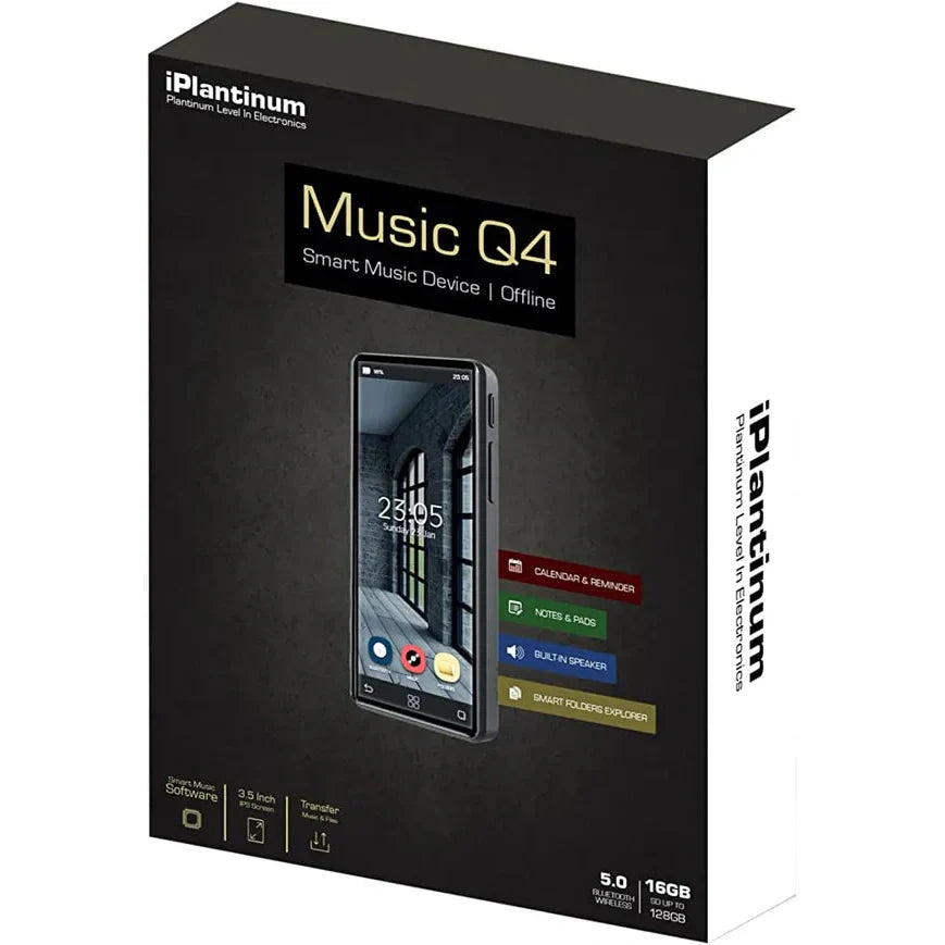 Samvix iPlatinum Q4 Built-in Speaker Kosher MP3 Player with Clear Silicone Case, Screen Protector and USB Type-C Cable